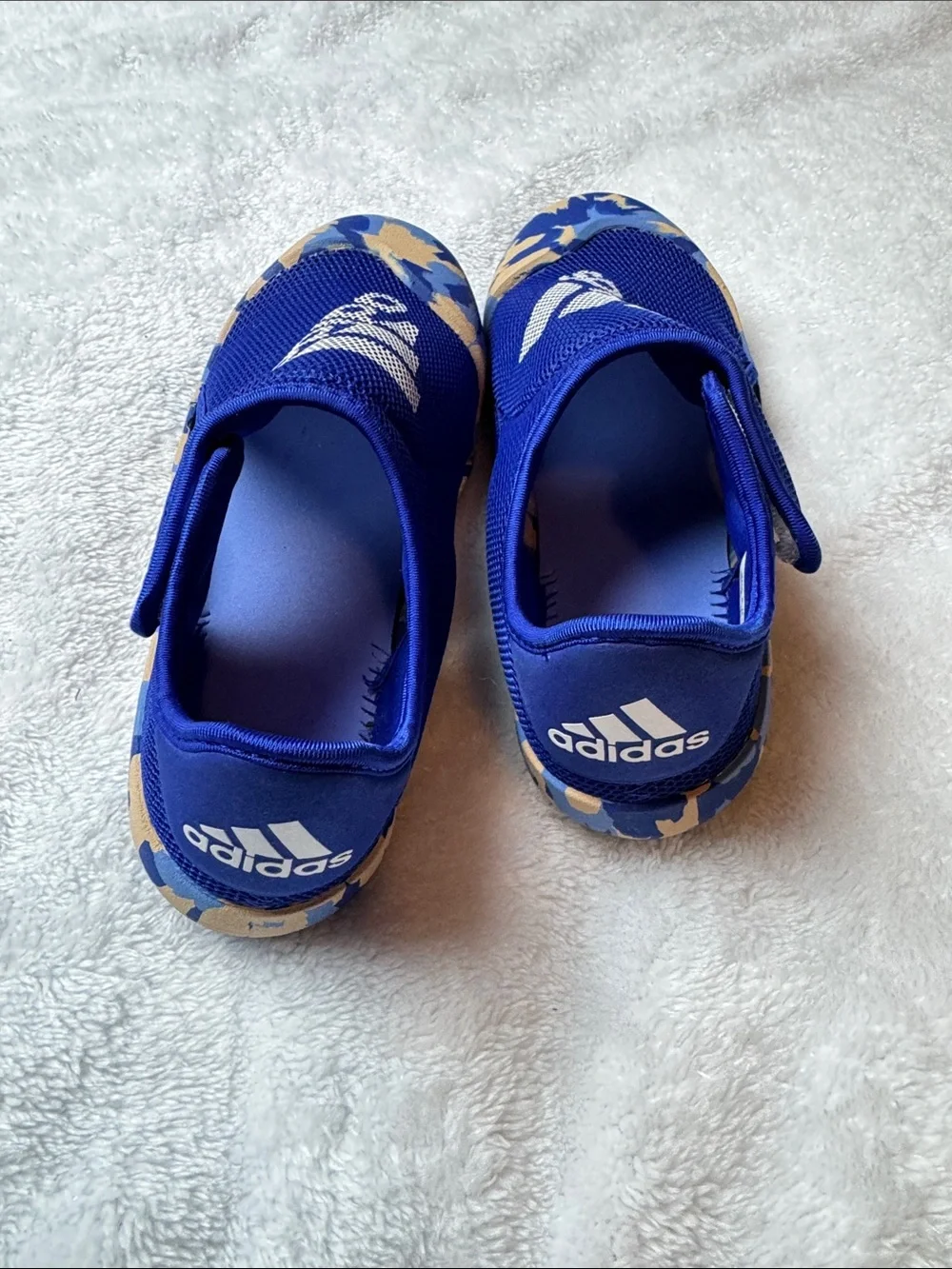 adidas Kids Royal Blue Slip-On Water Shoes with Camouflage Toe